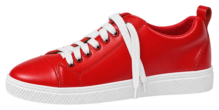Red sneaker with white laces